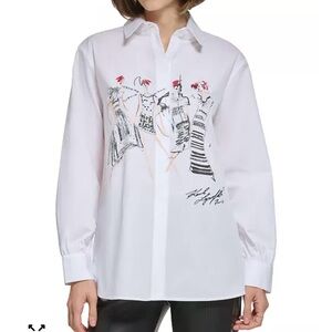 Karl Lagerfeld White  Sketch Shirt